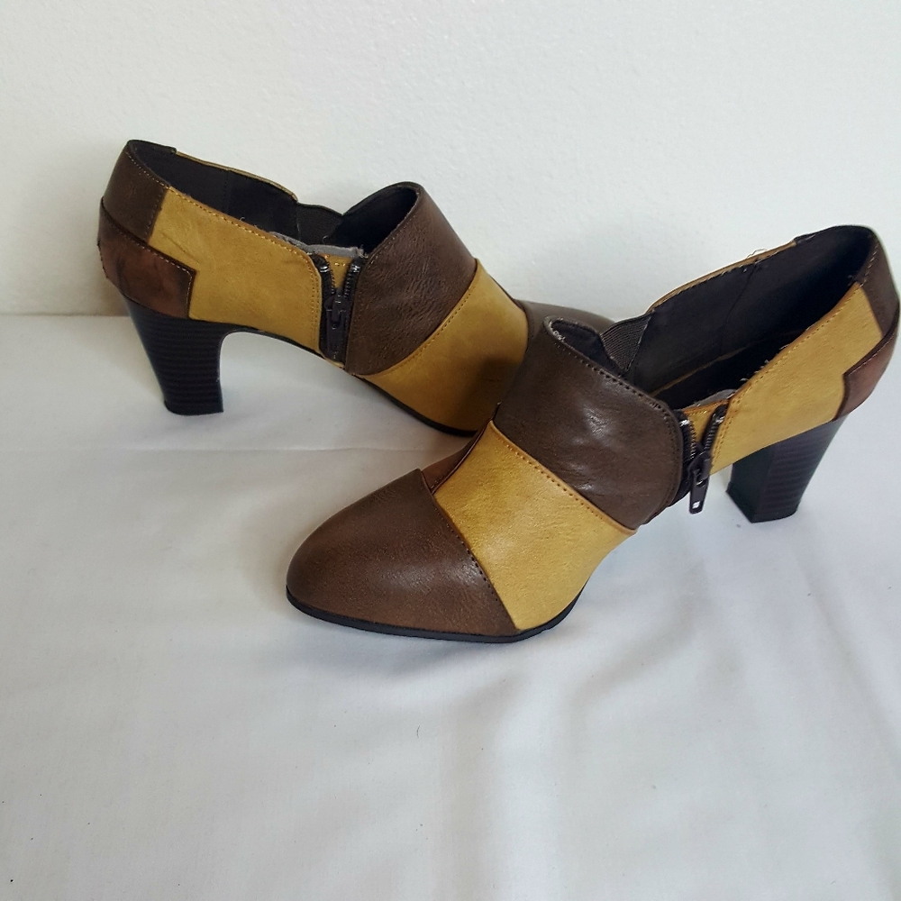 Born N.Y Transit Patchwork Leather Booties 7.5 - image 1